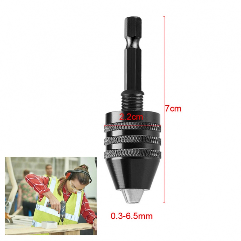 1/4Hex Shank Keyless Drill Chuck Black Tool Conversion Hex Shank