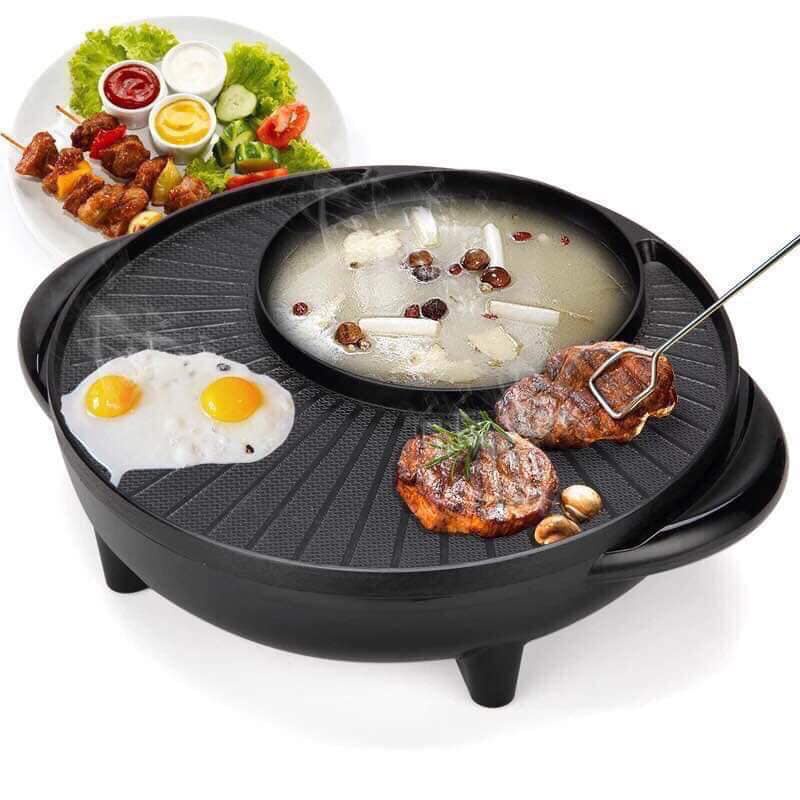 3. Funlala 2 in 1 grill set electric grill pan BBQ Shabu Shabu