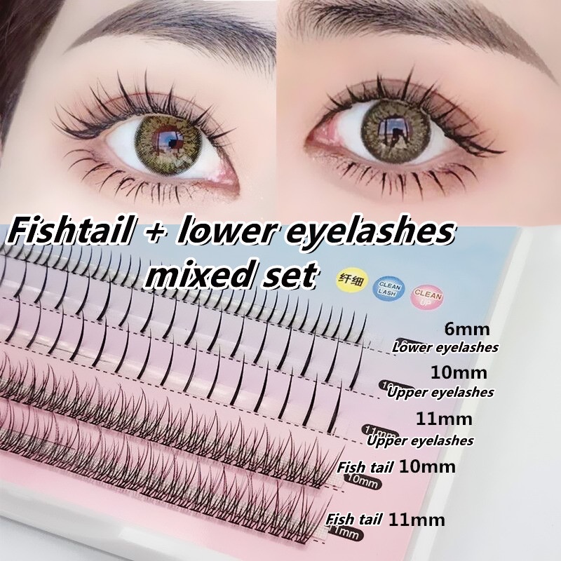 Hot sale single cluster of five rows fishtail + upper and lower lashes ...