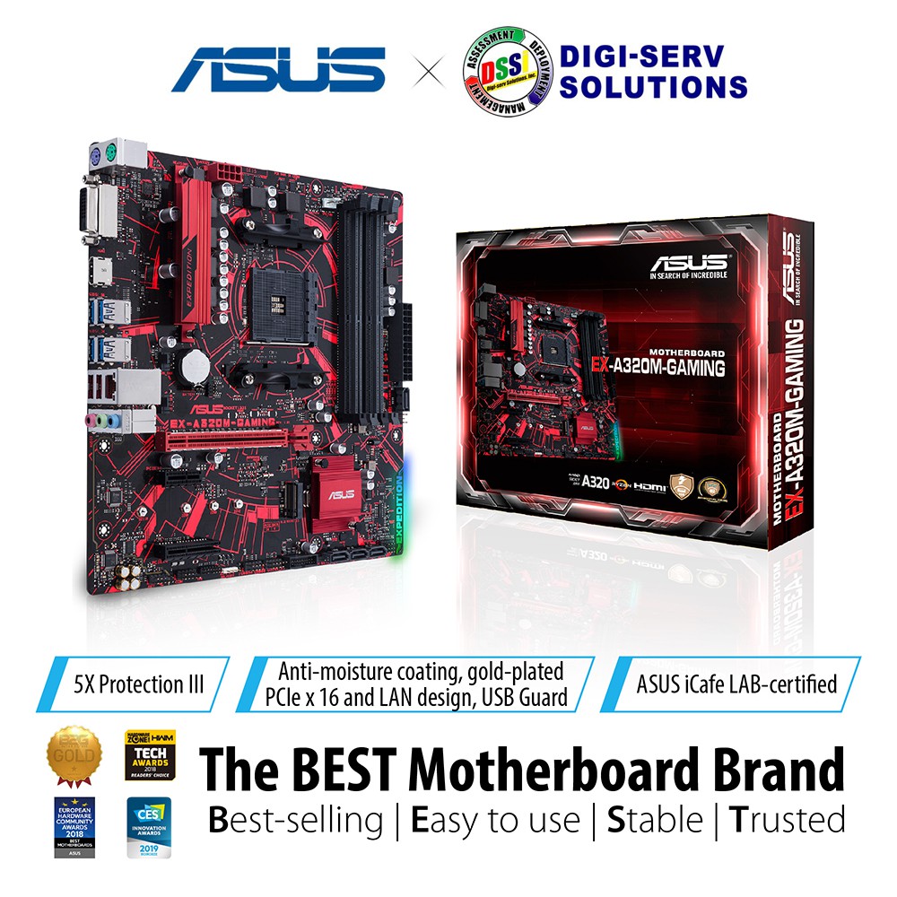 Asus EX-A320M-GAMING AMD A320 Chipset Micro-ATX Gaming Motherboard