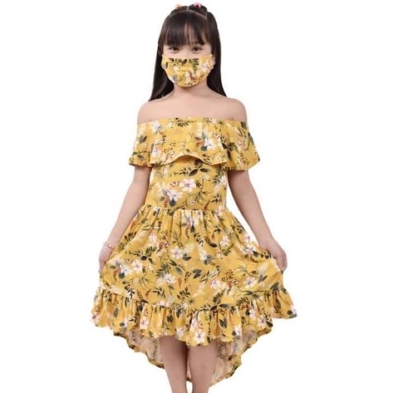 Dress Prints New Normal Kids Carmela 3way Long Back Dress With Caremask