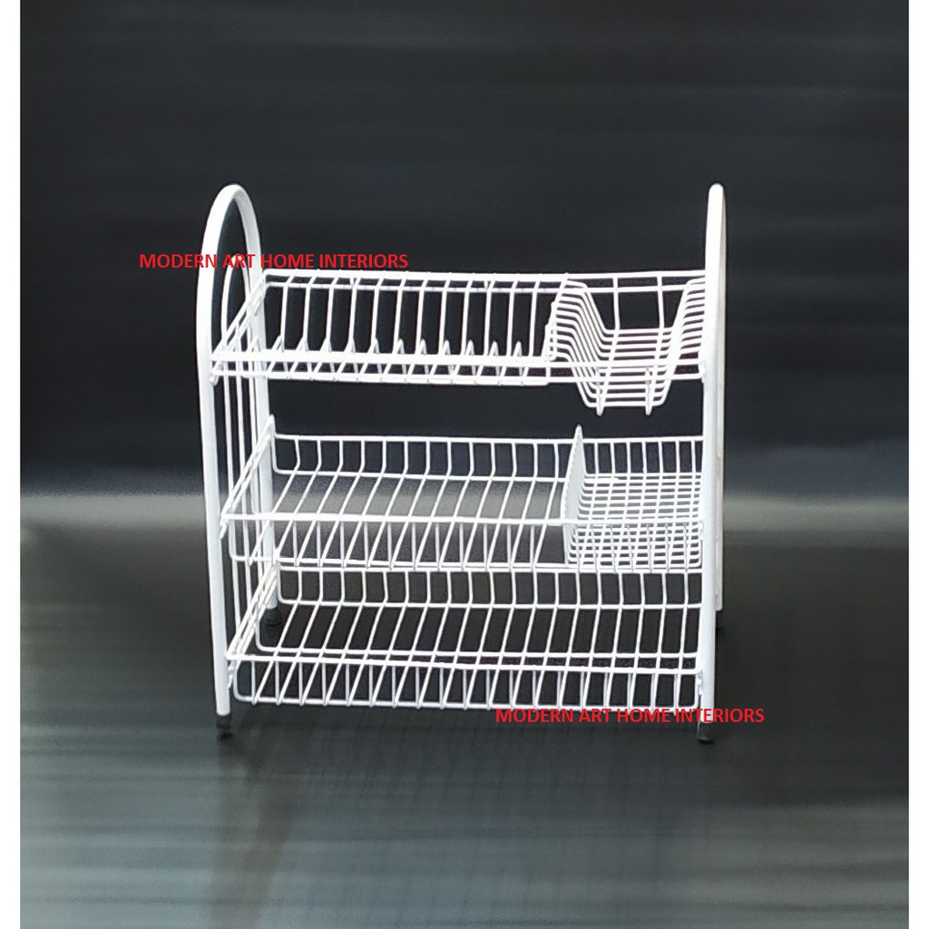 3 Layer Space Saving White Dish Rack Kitchen Organizer Space Saver ...