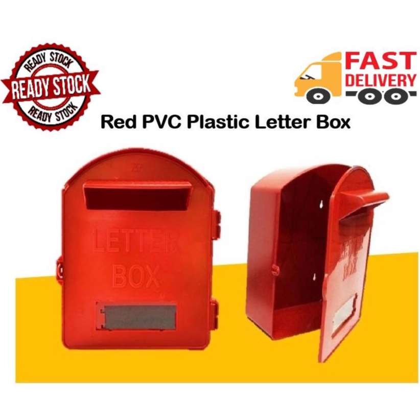 HARGA PALING RAYA LETTER BOX Red PVC Post Letter Box RED Plastic Mail ...