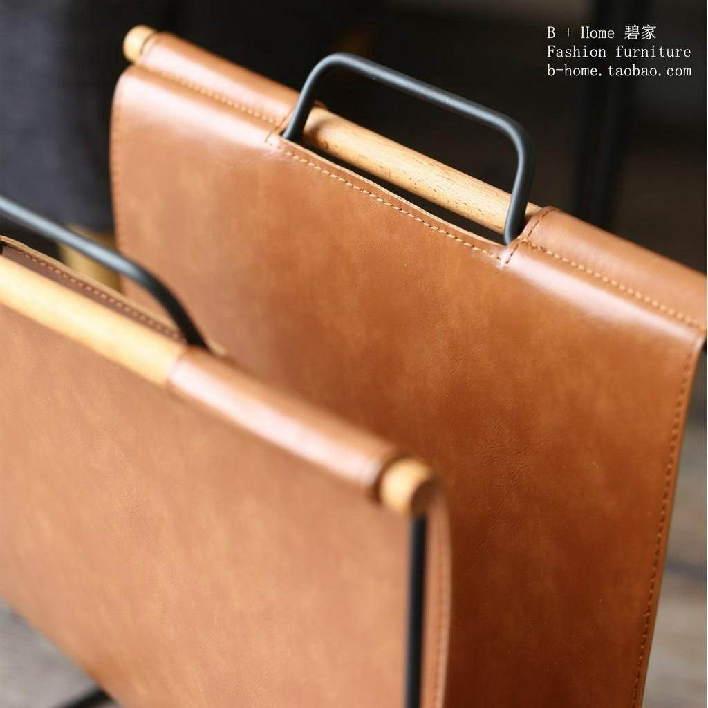 Wrought-iron solid wood magazine rack, book newspaper rack, American ...