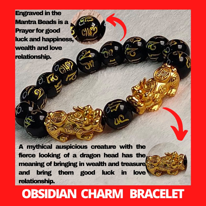 Real black obsidian 2024 wealth bracelet