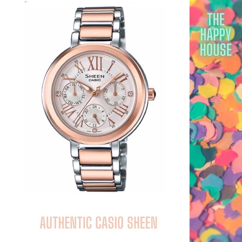 50 Discount Authentic Casio Sheen Swarovski Rose gold Shopee