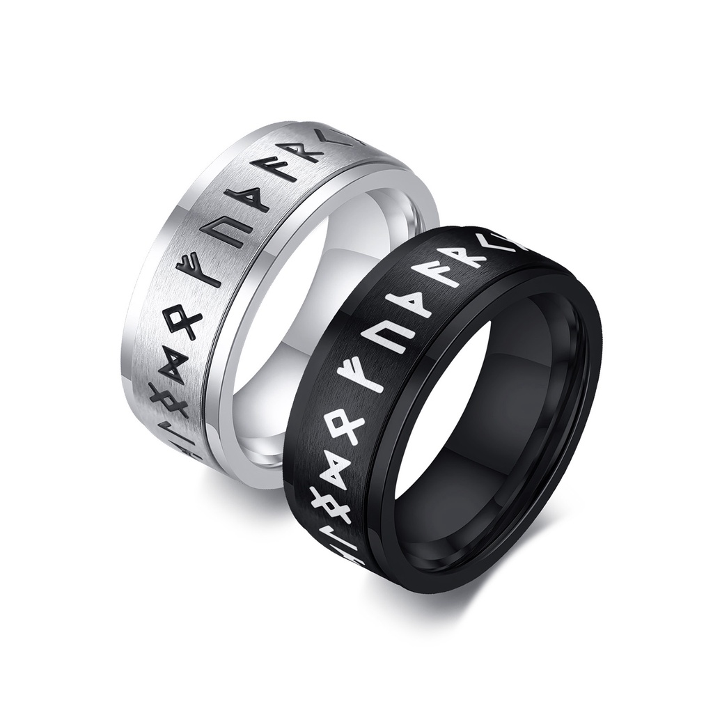 Vnox Stainless Steel Odin Norse Viking Amulet Rune Fashion Style Men Words  Retro Rings Jewelry