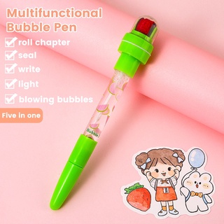 Cartoon Multi-Function Bubble Pen Light Roller Seal Five-in-One Children's  Magic Ballpoint Pen