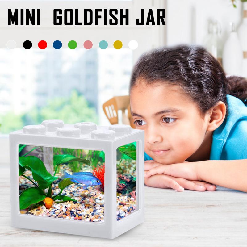 Mini Aquarium Block Tank Betta Guppy Fish Tank Building Block | Shopee ...