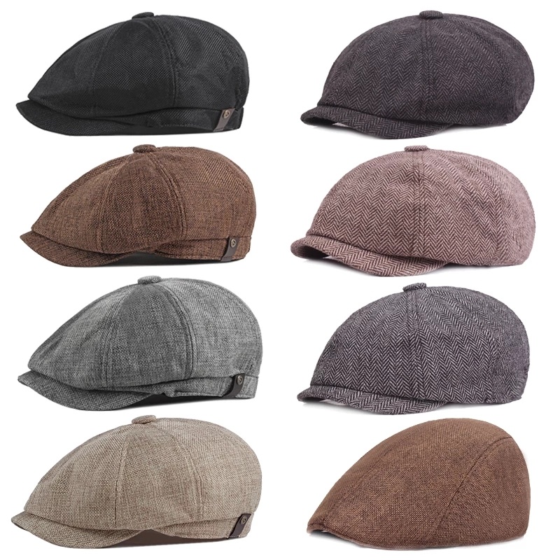 [ Ready Stock ] Fashion Men Retro Linen Newsboy Caps/ Vintage Casual ...