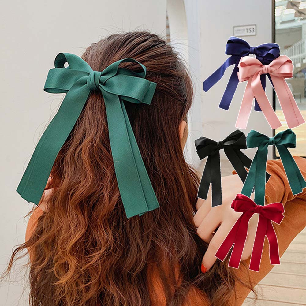 EMS fashion new style Ladies Women Solid Color Bowknot Fabric Hair Clip ...