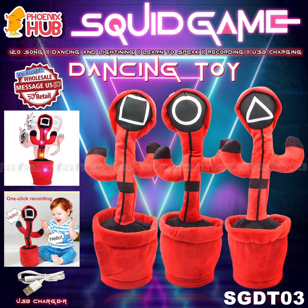 Phoenix Hub SGDT03 Rechargeable Squid Game Dancing Cactus 120 Song Plush  Shake Toy Recording Talking | Shopee Philippines