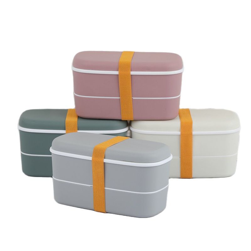 Small Plastic Lunch Box Cute Bento Kids Lunch Box 2 Layers baunan lunch