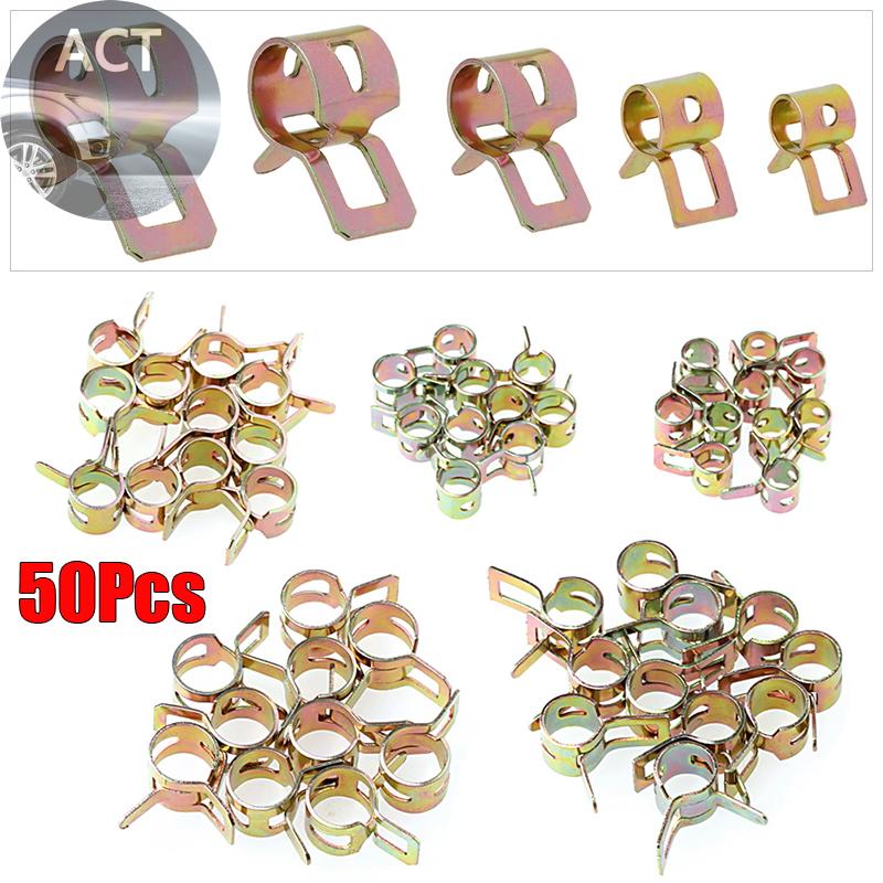 US 50PCS 0.3 9mm Hose Spring Clips Fuel Line Water Pipe Air Tube Clamps - Foto 6