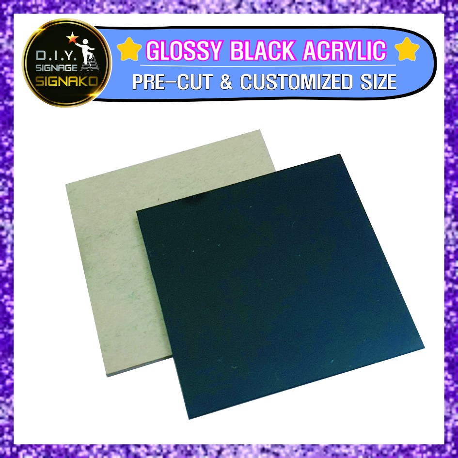 Glossy Black Acrylic Sheet Pre Cut & Customized Size Sheets Plastic