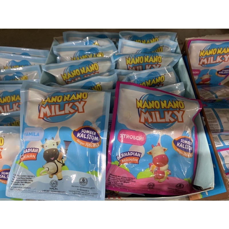Nano nano milky vanilla/chocolate/strawberry candy contains 6 items ...