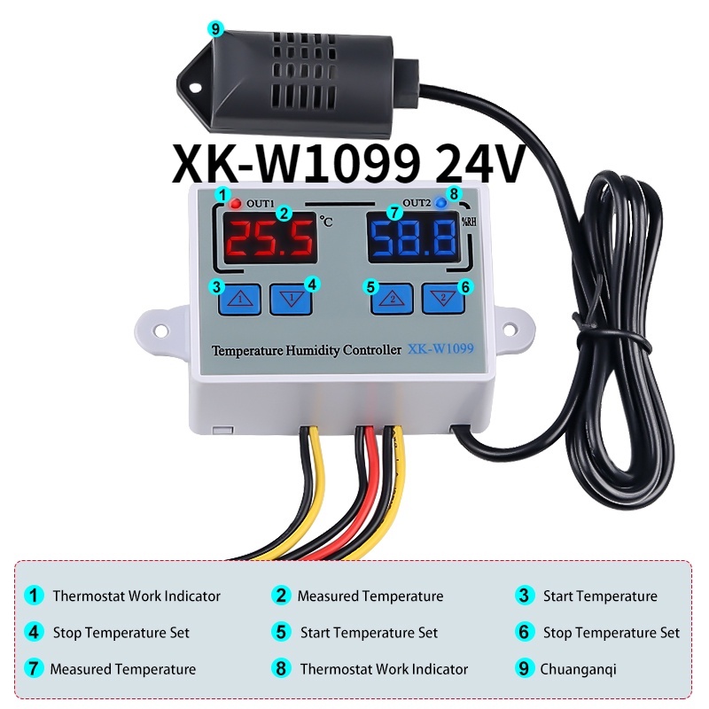 1PCS XKW1099 Dual digital constant temperature and humidity incubator egg incubator regulator
