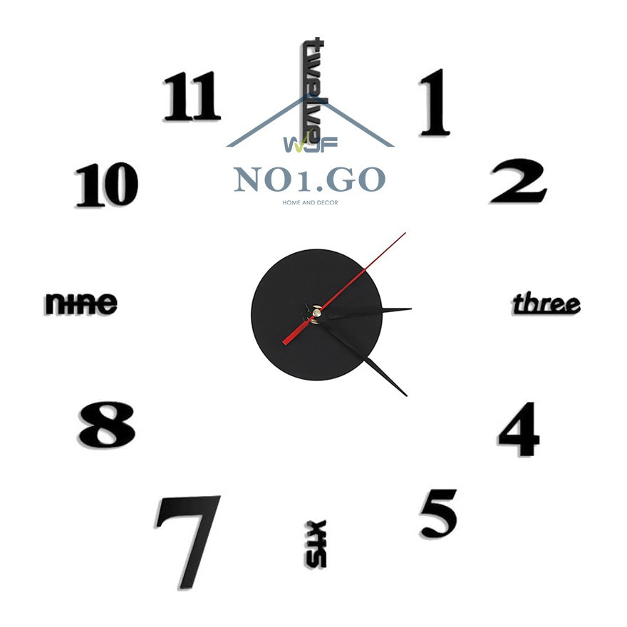 No1.go Mirror DIY Large Wall Clock DIY Wall Clock Mirror Sticker Metal