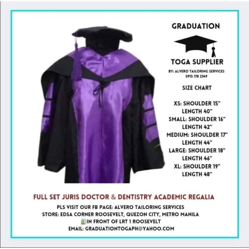 Juris Doctor and dentistry academic regalia Graduation toga set ...