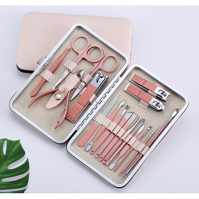 18in1Rose Gold Manicure Set Nail Clipper Cutter Scissors Ear pick ...