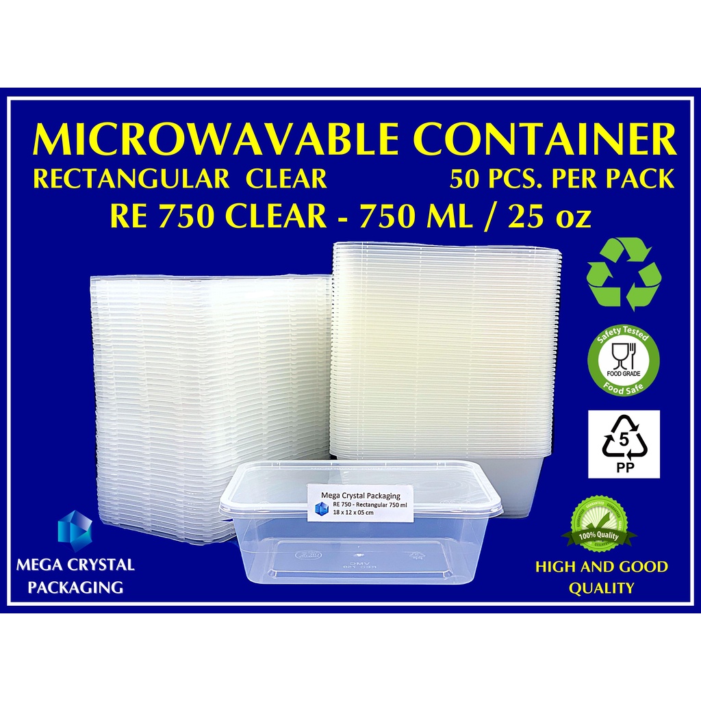 500ml Clear Rectangle Microwavable Container with Lid 300pcs per