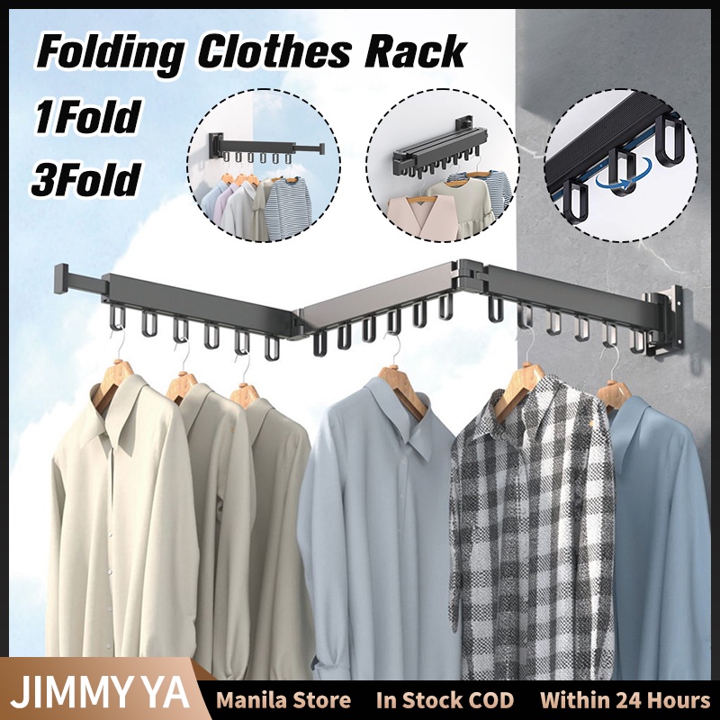 Original Folding Cloth Drying Rack And Wall Mount Fold Retractable Clothes Hanger Laundry