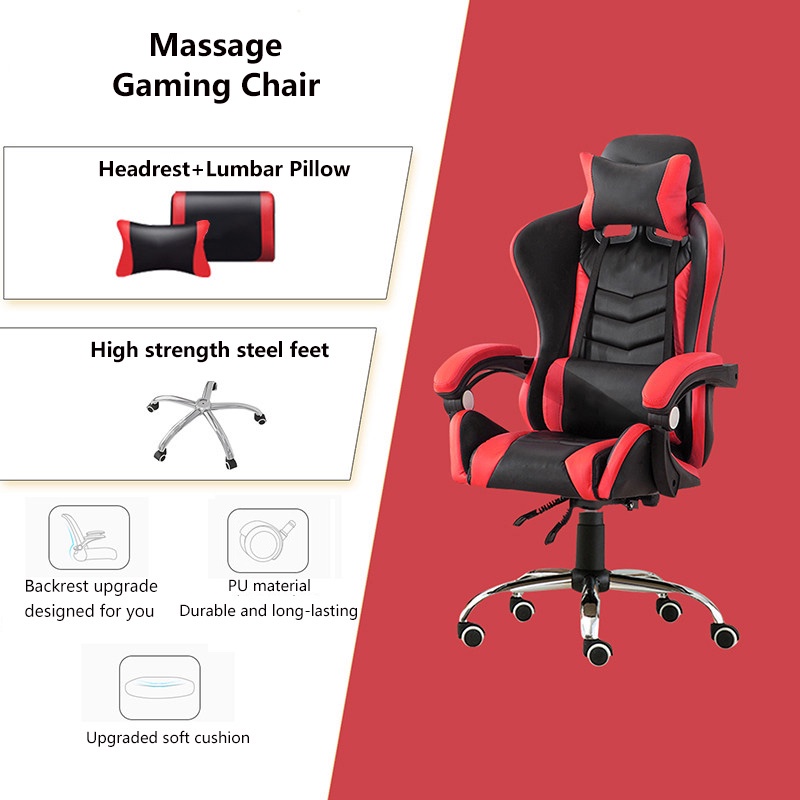 Gaming Chair With 360% Rotation And Adjustable Height With Foot Rest