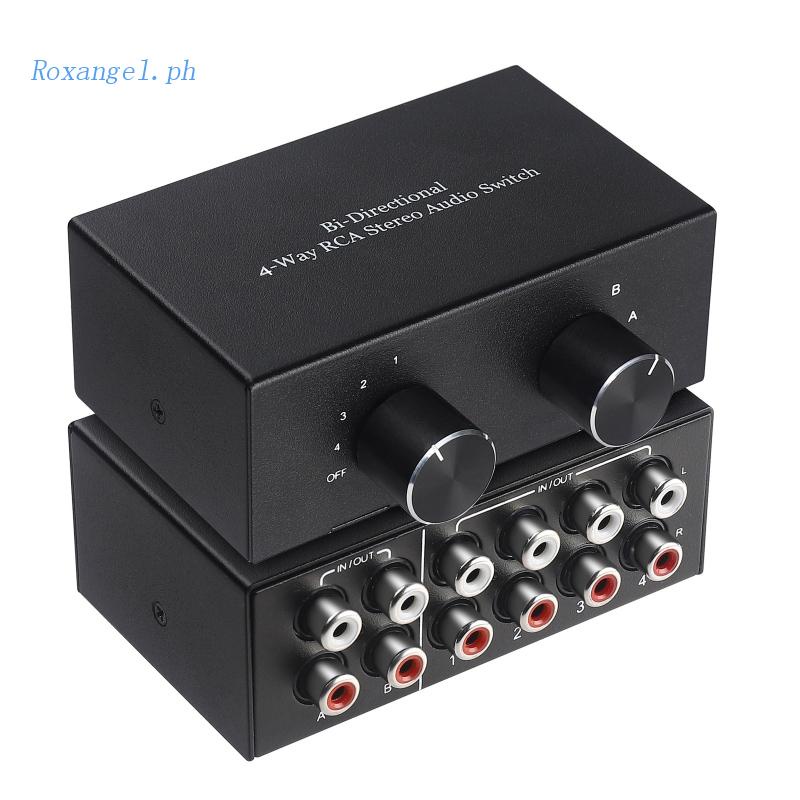 ROX Two-Way Stereo Audio Switch RCA Distributor HUB 2 In 4 Out Signal ...