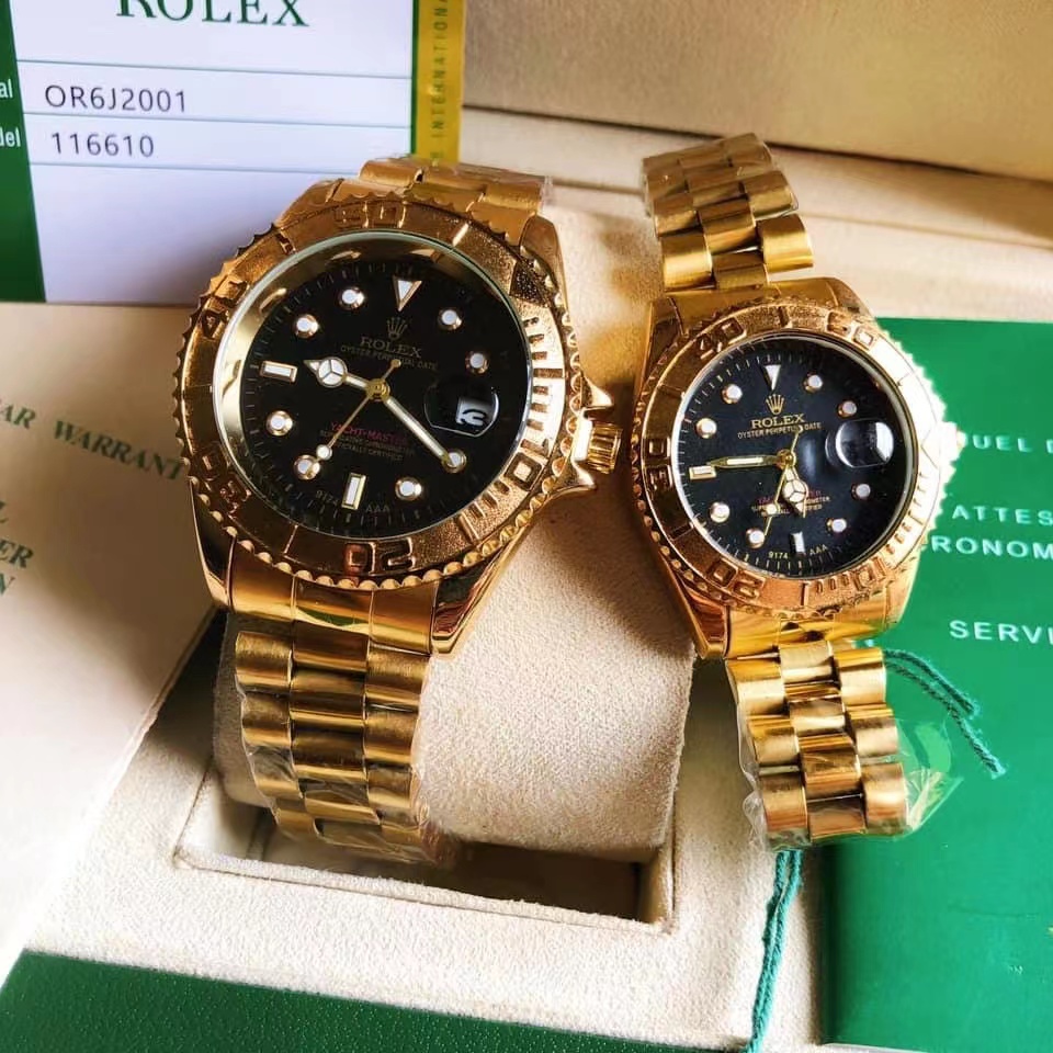 Rolex couple Watches For Women s Top Luxury Fashion men women Watch Stainless steel Quartz 9174