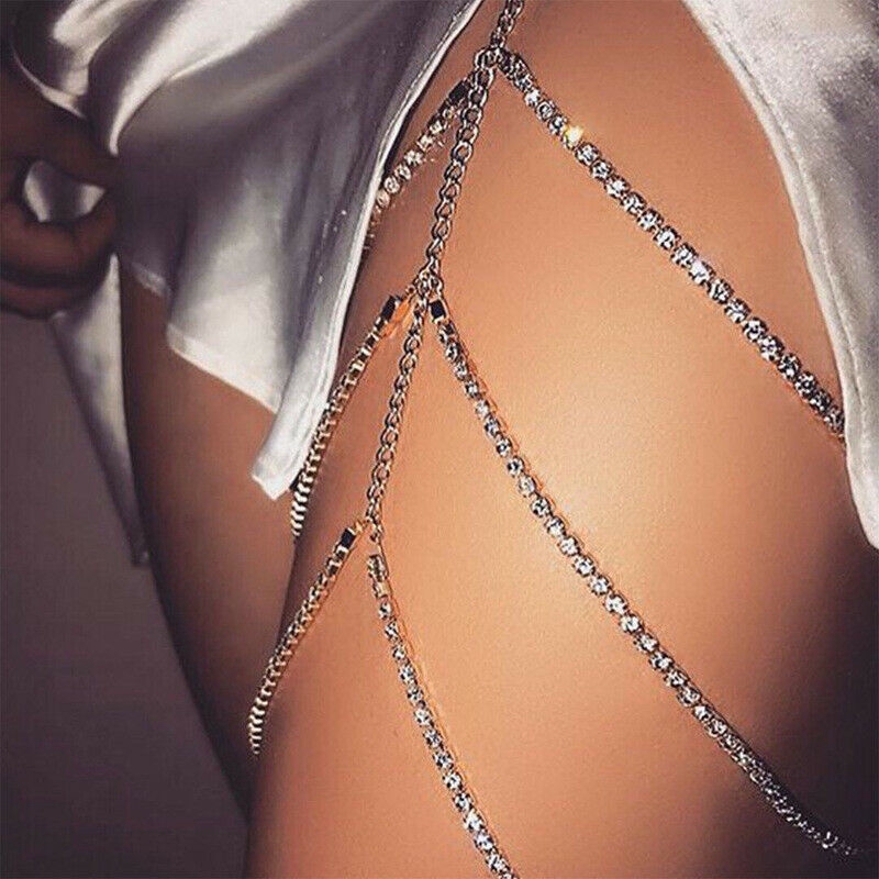 Europe and America Sexy Body Crystal Rhinestone Thigh Waist Leg Jewelry Garter  Belt chain