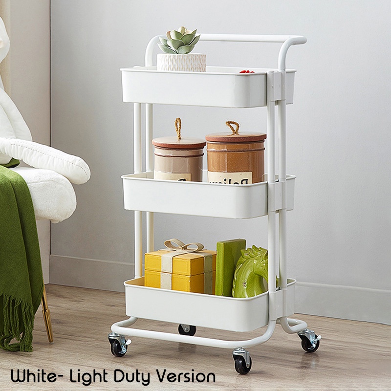 Three-Tiers Kitchen Storage Trolley with 360 Degrees Flexible Wheels ...