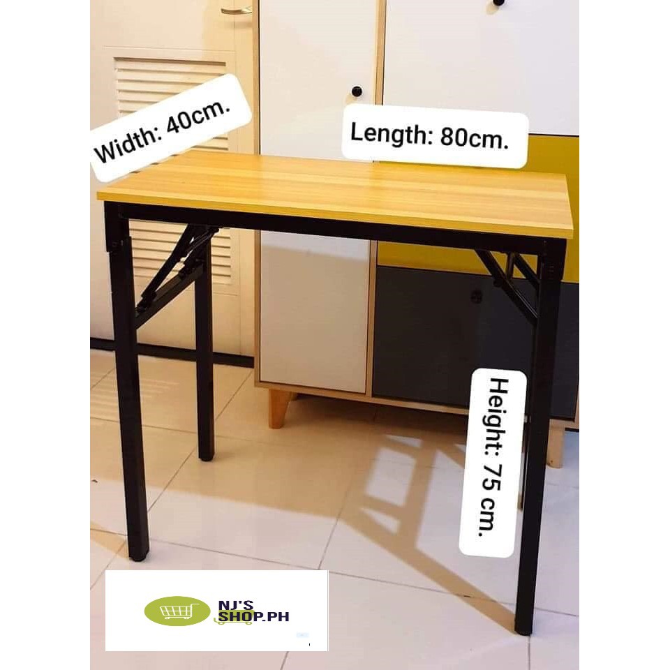 80x40 Foldable Computer Table wood top steel legs Shopee