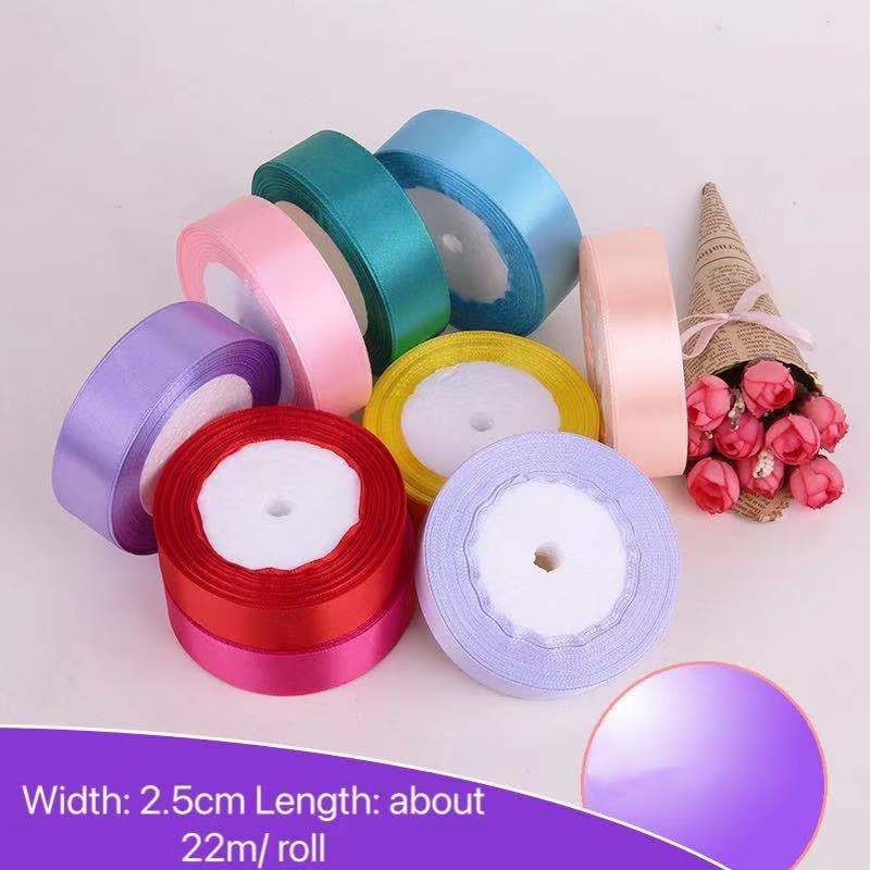 25Yards/Roll 2.5cm Satin Ribbon for Gift packaging and DIY decorations ...