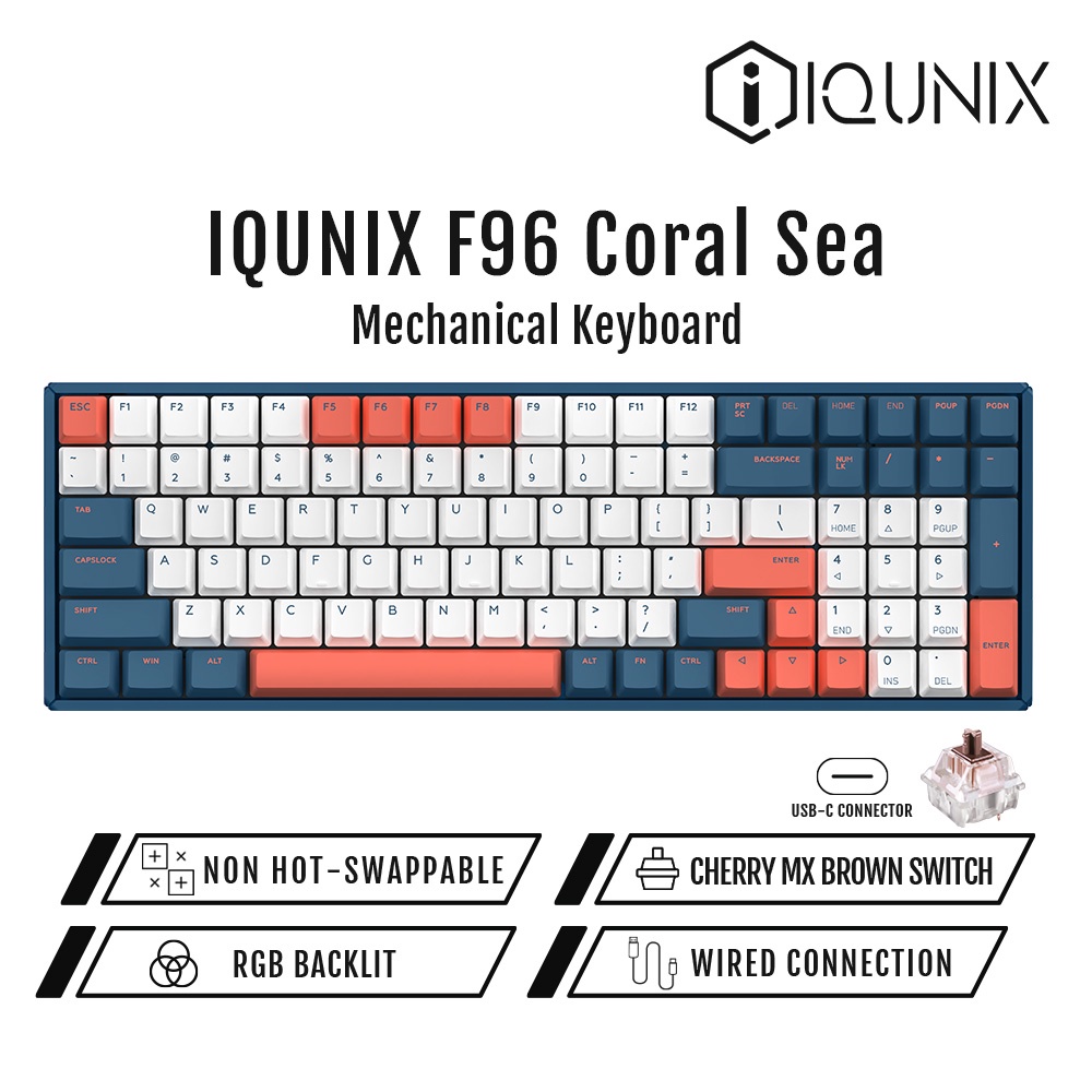 iQUNIX F96 Coral Sea Wired RGB Mechanical Keyboard | Shopee