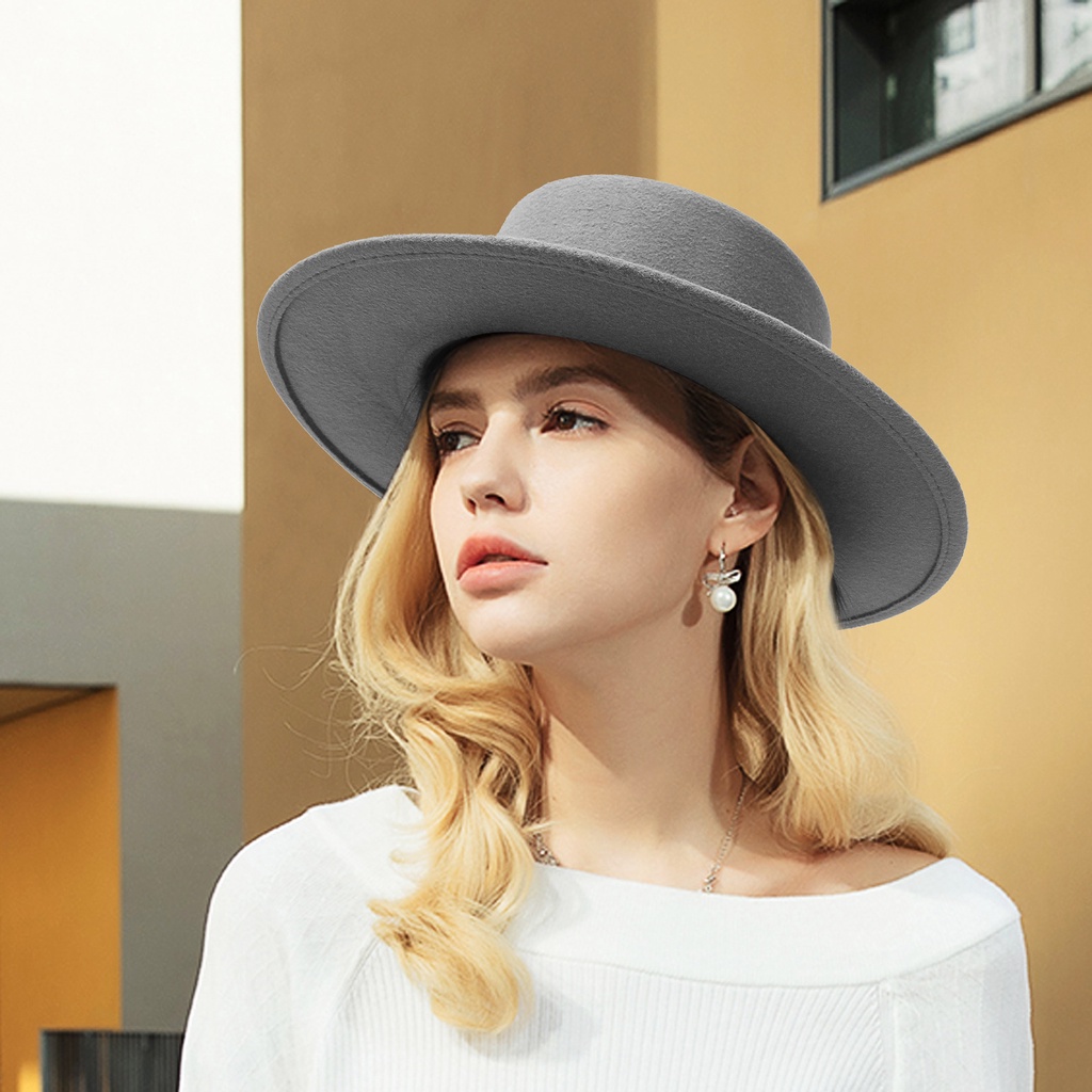 Vintage British big brim laminated bump top hat New Wide Brim Fedora