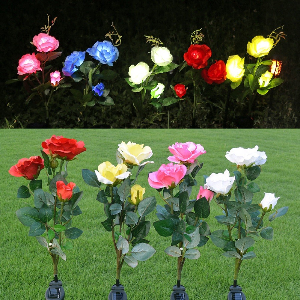 Solar Rose Lights Solar Christmas Garden Light Outdoor Waterproof ...