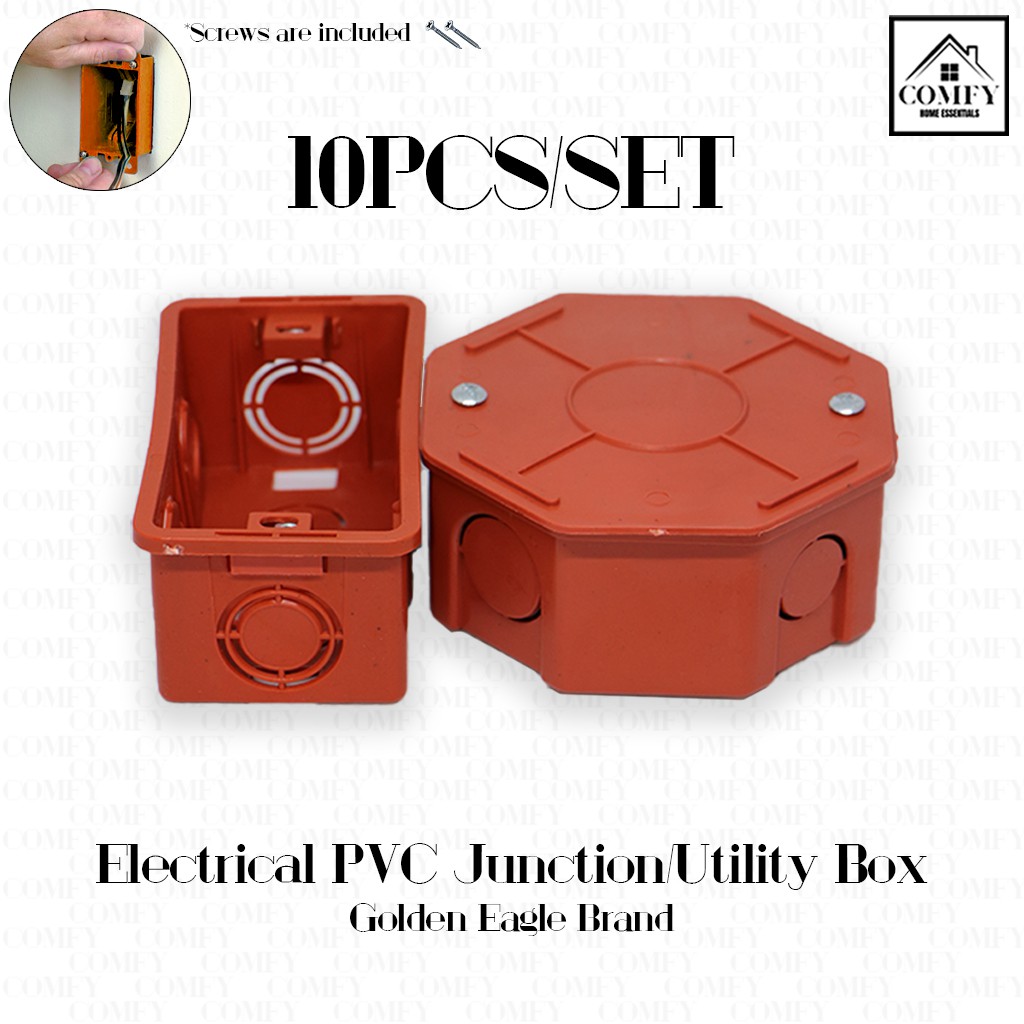 10pcs/SET) Golden Eagle Electrical PVC Plastic Utility Box/Junction Box/Junction  Box Cover Orange
