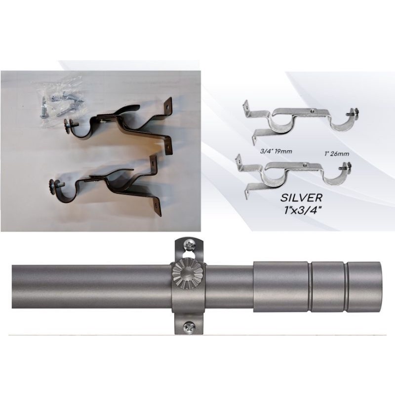 New Bracket Set of 2 Double Curtain Rod Bracket for 3/4 | Shopee ...