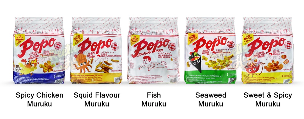 Popo Fish Muruku 12g x 24 Fish Broken Fish Oldtime Snack Spicy Squid ...