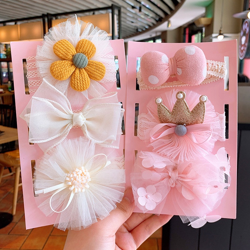 3pcs/set Baby Hairband Girls Lace Crown Headband Infant Bow