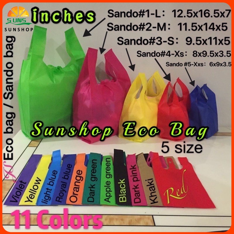 100pcs Sando Eco Bag 5 Sizes Non woven Vest Tote Bag Shopping Take