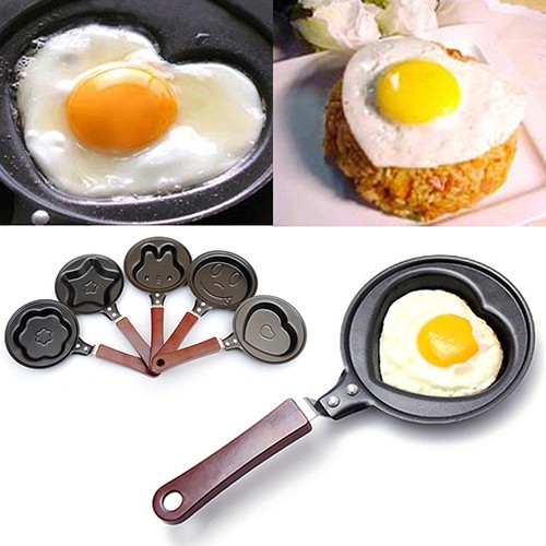 1pc Mini Frying Pan With Heart Or Star-shaped Non-stick Cooking