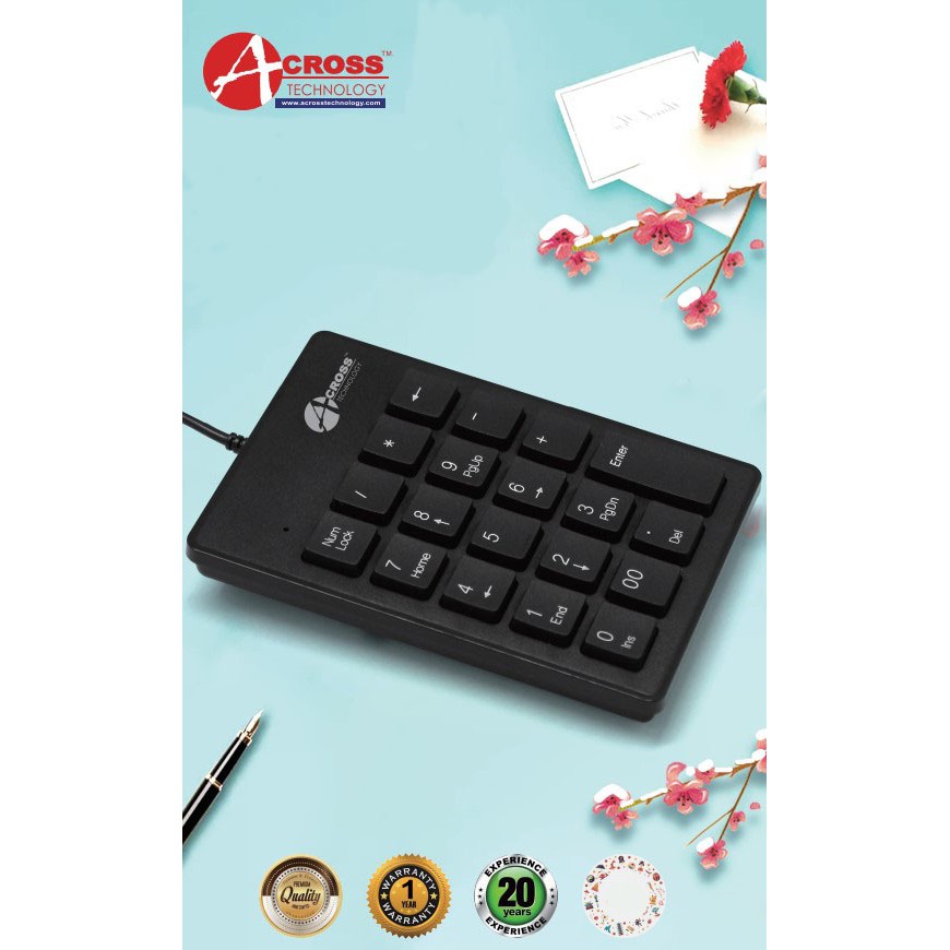 ACROSS Heavy Duty 19 Keys USB Wired Numeric Keypad Digital Number Pad ...