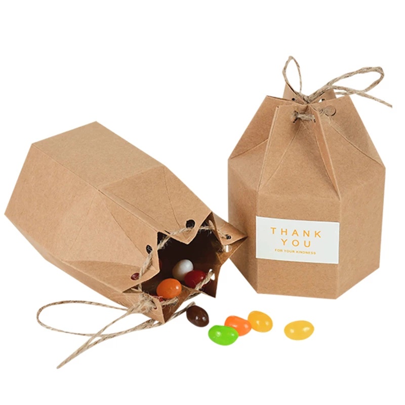 10pcs Thank You Kraft Paper Candy Gift Boxes Packaging Box Bags For ...