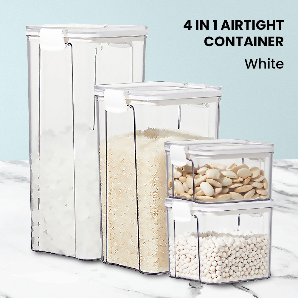 LOCAUPIN 4in1 Set Airtight Dry Food Container Jar Canister Cereal Pasta ...
