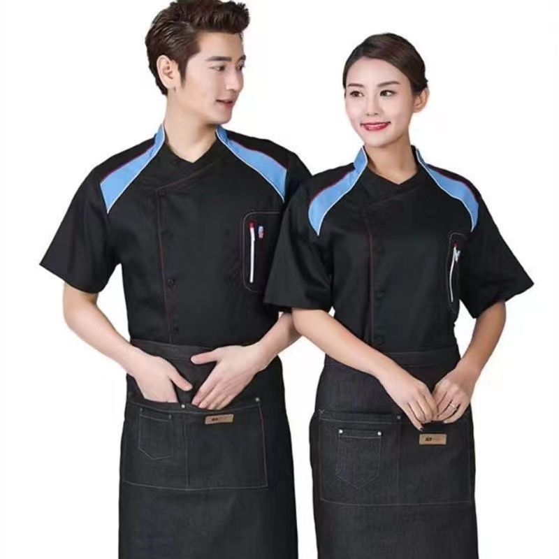 Wholesale Unisex Restaurant Uniform Bakery Food Service Short Sleeve Chef Jacket Men Cooking 2505