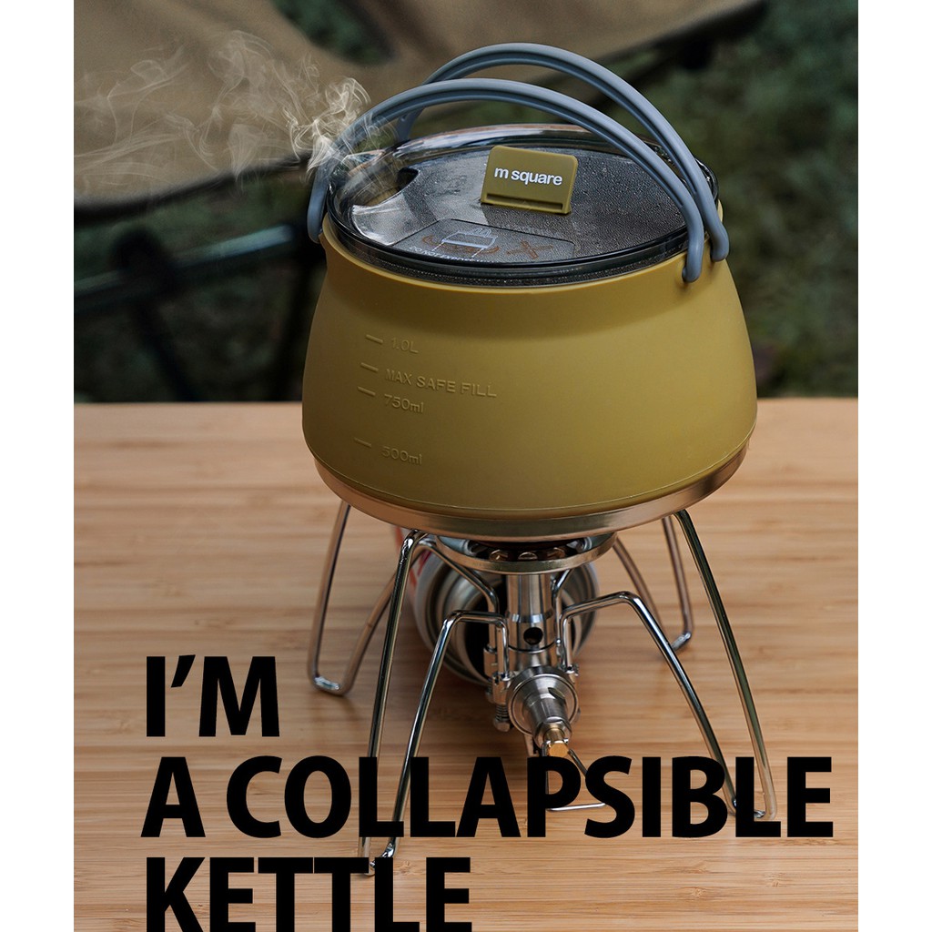 Folding Silicone Kettle Portable Camping Outdoor Open Flame Coffee Tea