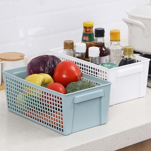 Rectangular Weaving Organizing Kitchen and Bathroom Containers W/Handle ...