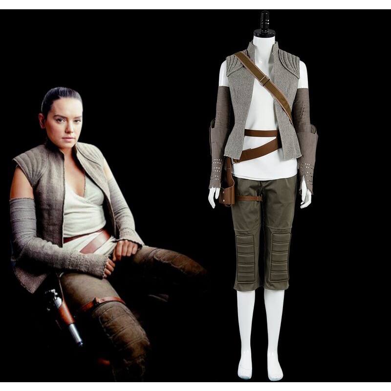 In Stock Star Wars 8 Cosplay Costume Rey Costume Full Set Uniform Adult ...