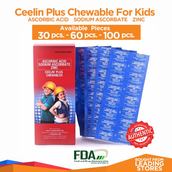 CEELIN PLUS Chewables for Kids Ascorbic Acid + Sodium Ascorbate + Zinc